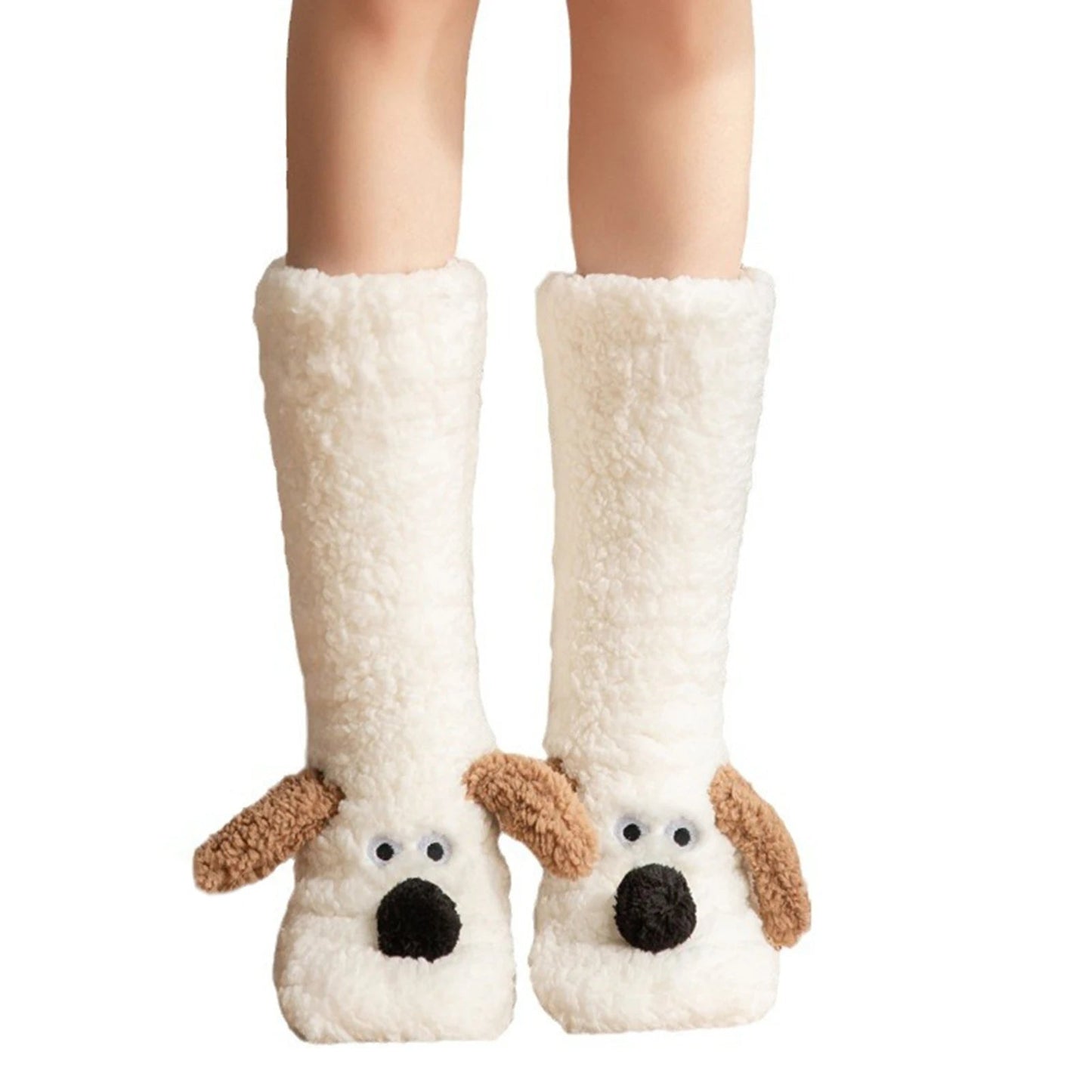 Dog Print Fuzzy Leg Warmer Winter Socks